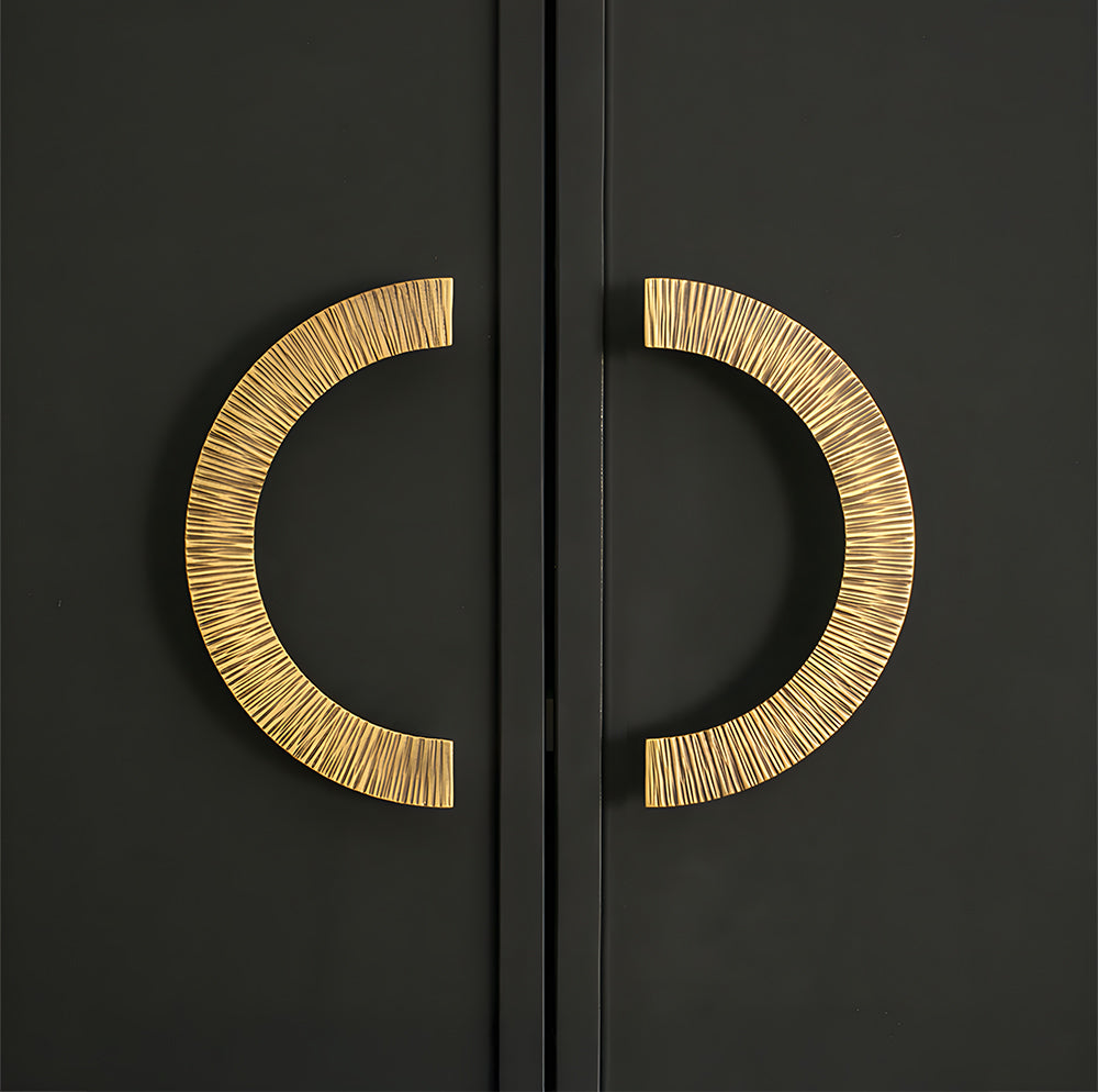 Antique Brass Semi Circle Textured Cabinet Handles