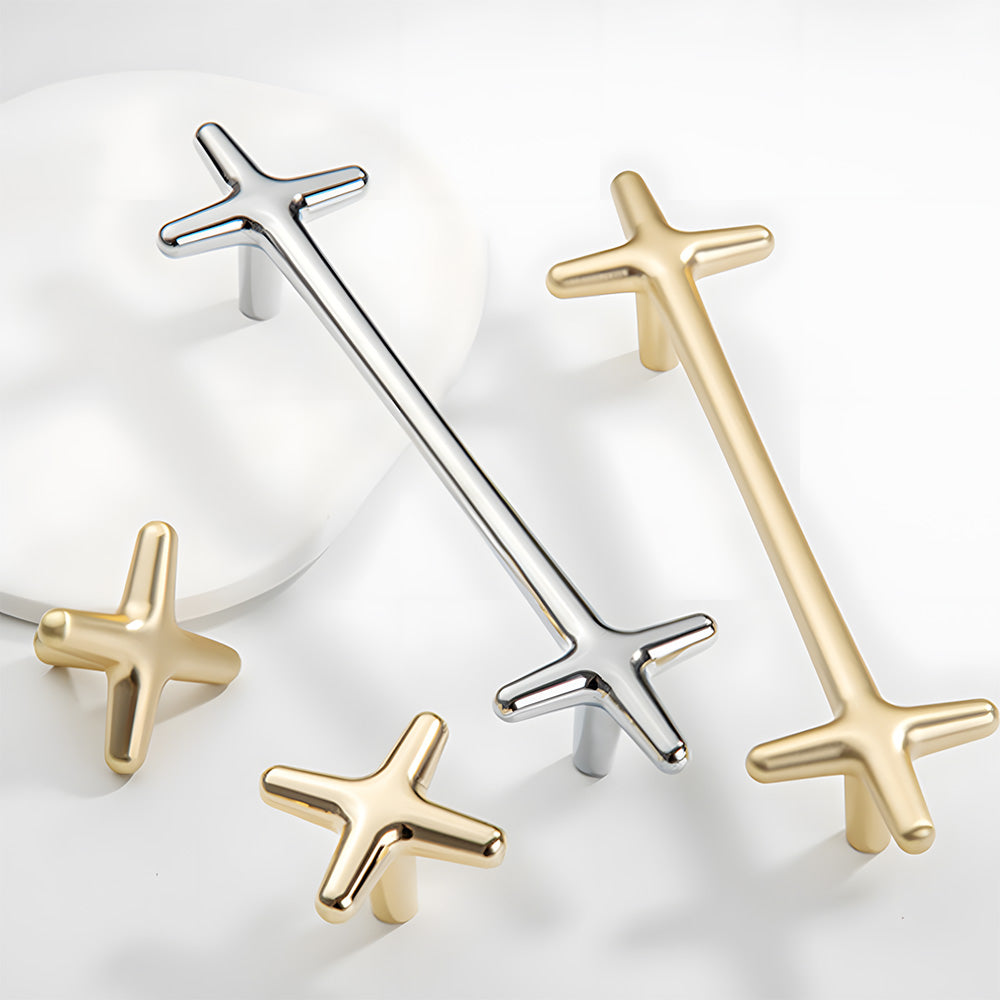 Polished Silver Aluminium Star Cupboard Handles & Cabinet Knobs