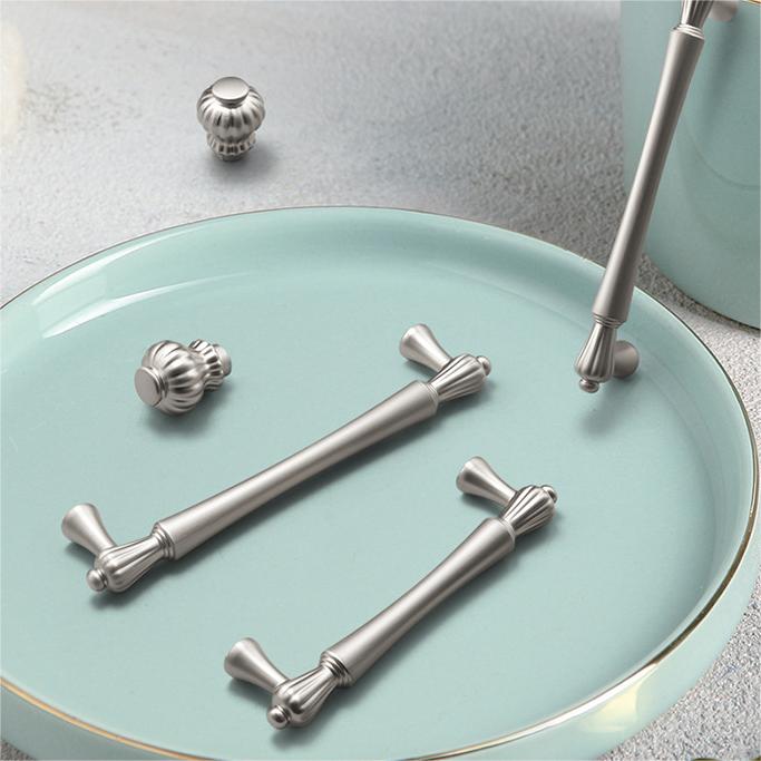 Silver Bar Cabinet Drawer Pull Handles for Kitchen Bedroom