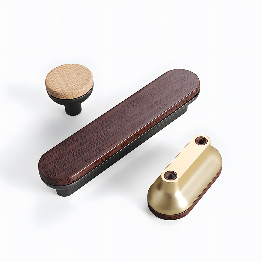 Natural Wood Two-Tone Cabinet Handles & Drawer Pulls for Cupboard