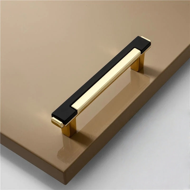 Black Gold Zinc Alloy Square Bar Pull Handle for Kitchen