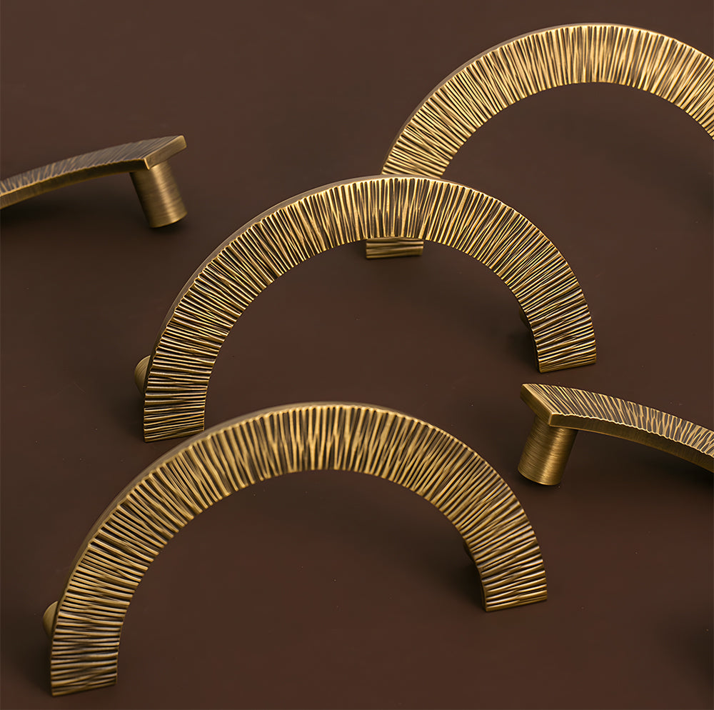 Antique Brass Semi Circle Textured Cabinet Handles