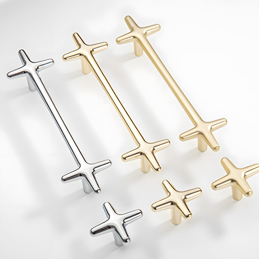 Polished Silver Aluminium Star Cupboard Handles & Cabinet Knobs