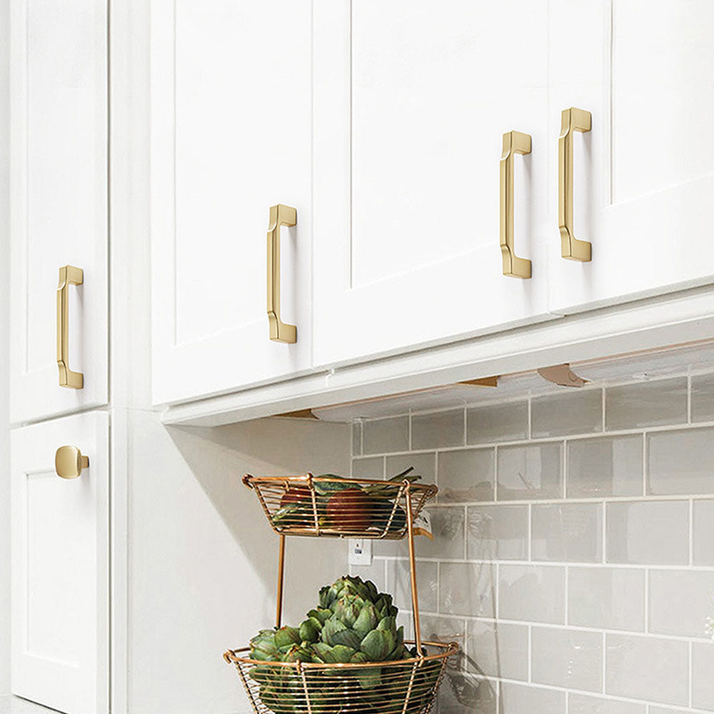 Gold Zinc Alloy Square Cabinet Pulls and Handles for Kitchen and Wardrobe