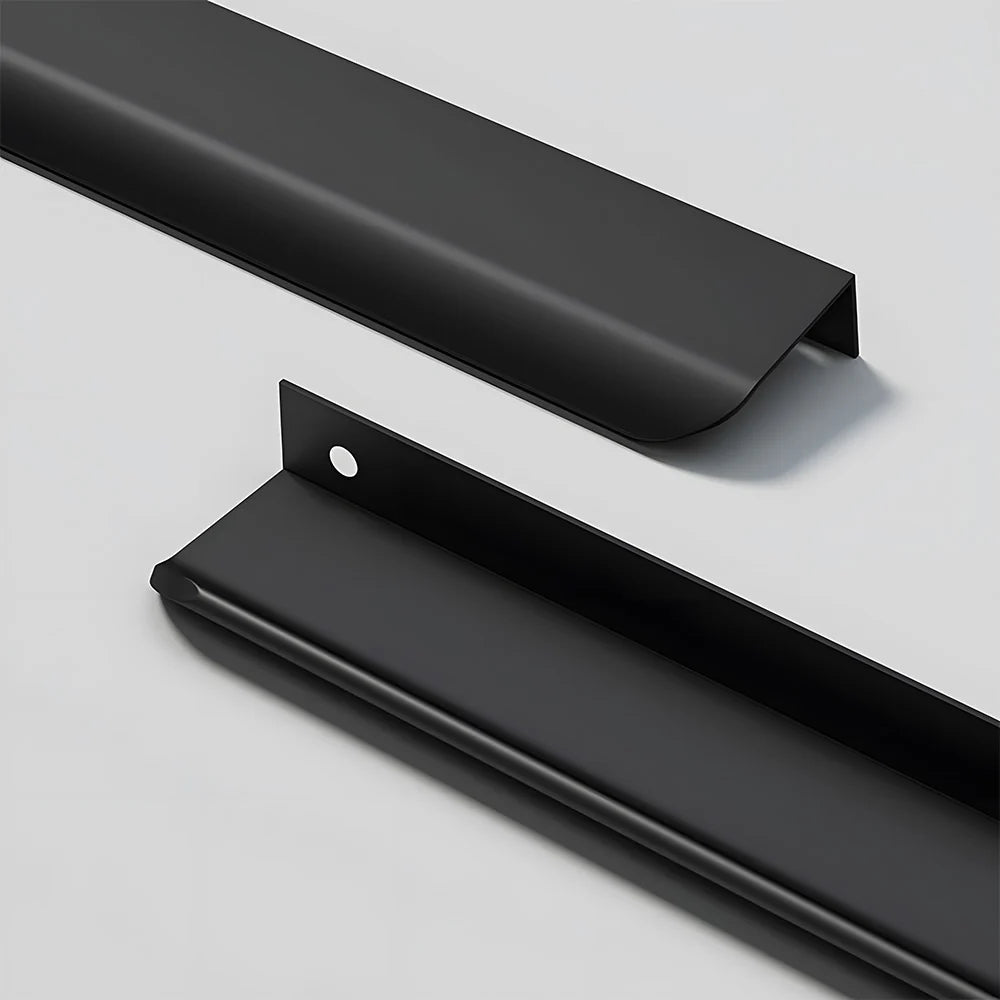 Matte Black Finish Aluminium Cabinet Profile Edge Pull Handles