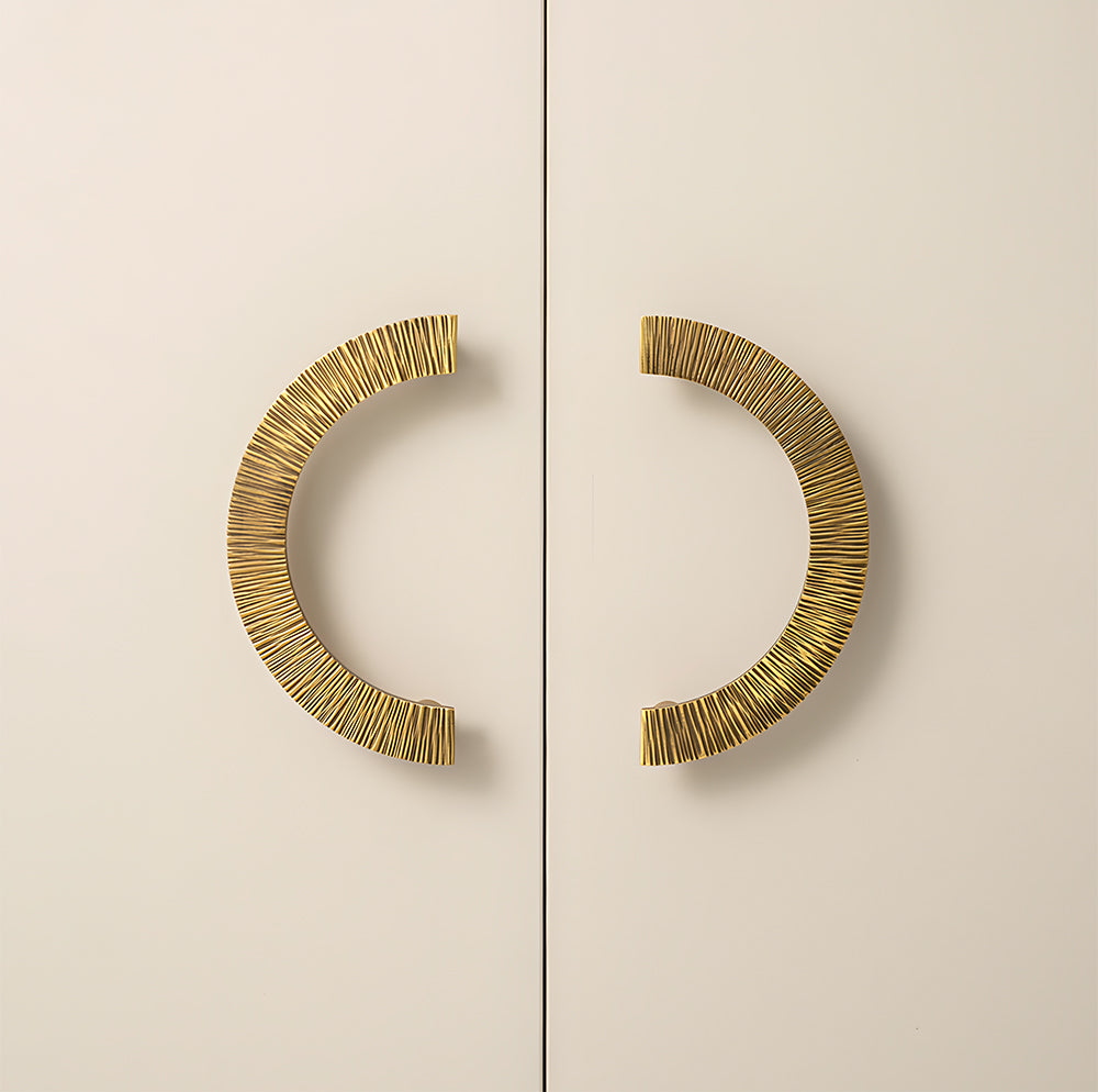 Antique Brass Semi Circle Textured Cabinet Handles