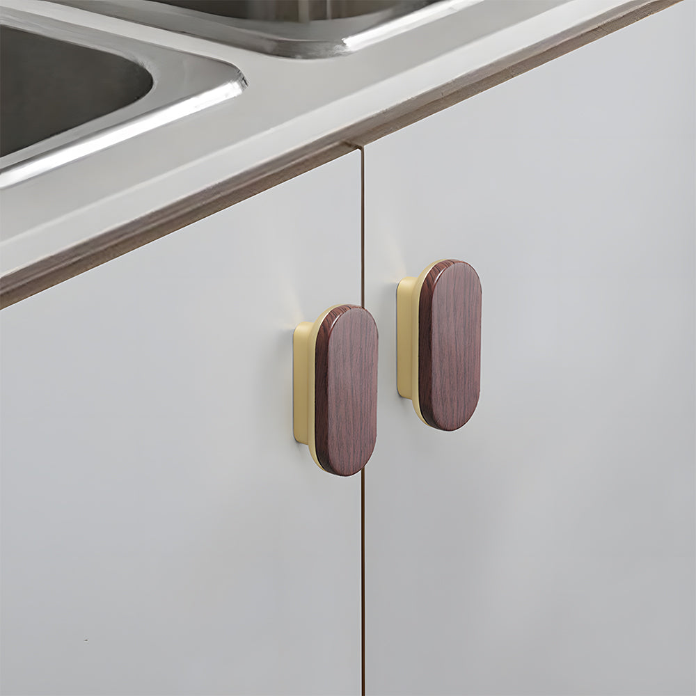 Natural Wood Two-Tone Cabinet Handles & Drawer Pulls for Cupboard