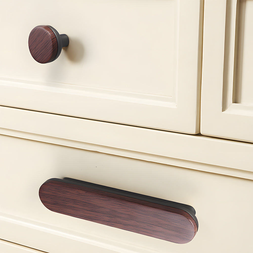 Natural Wood Two-Tone Cabinet Handles & Drawer Pulls for Cupboard