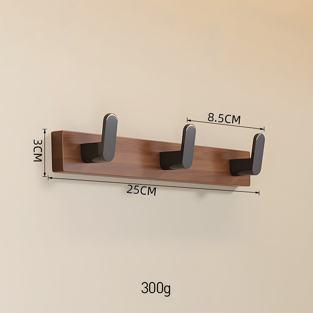 Walnut & Black Wall Mounted Hook Rail