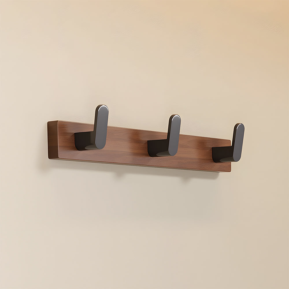 Walnut & Black Wall Mounted Hook Rail