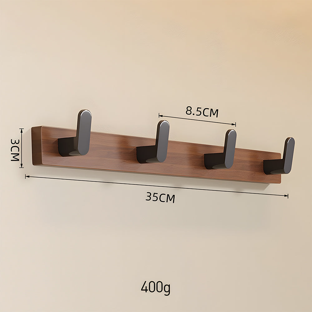 Walnut & Black Wall Mounted Hook Rail