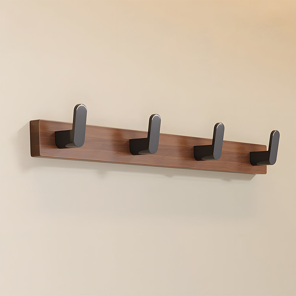 Walnut & Black Wall Mounted Hook Rail