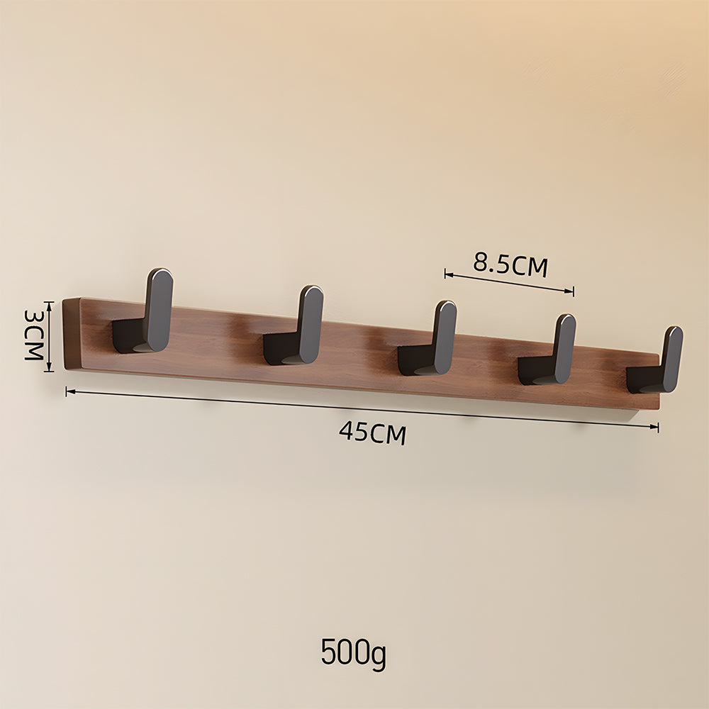 Walnut & Black Wall Mounted Hook Rail