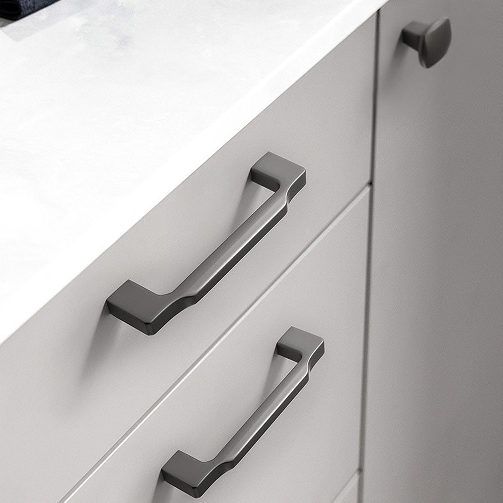 Grey Zinc Alloy Square Cabinet Pulls and Handles for Kitchen