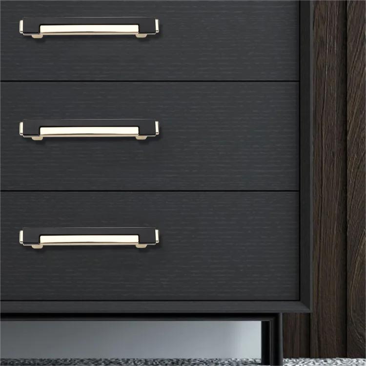Black & Gold Zinc Alloy Square Kitchen Cupboard Handles