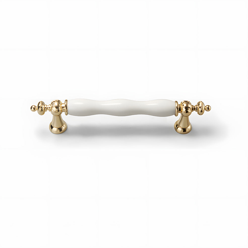 Retro White Ceramic Satin Finish Cabinet Drawer Bar Handles