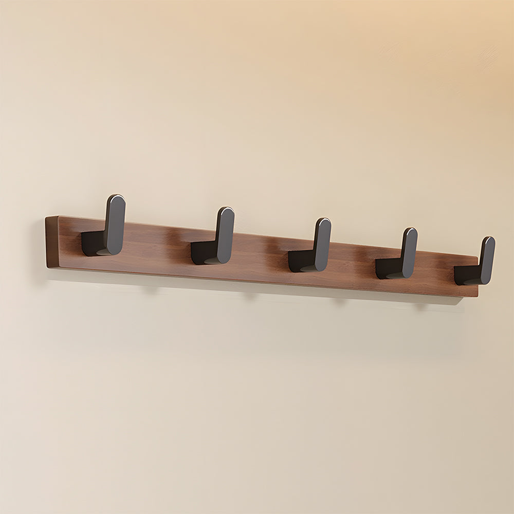 Walnut & Black Wall Mounted Hook Rail