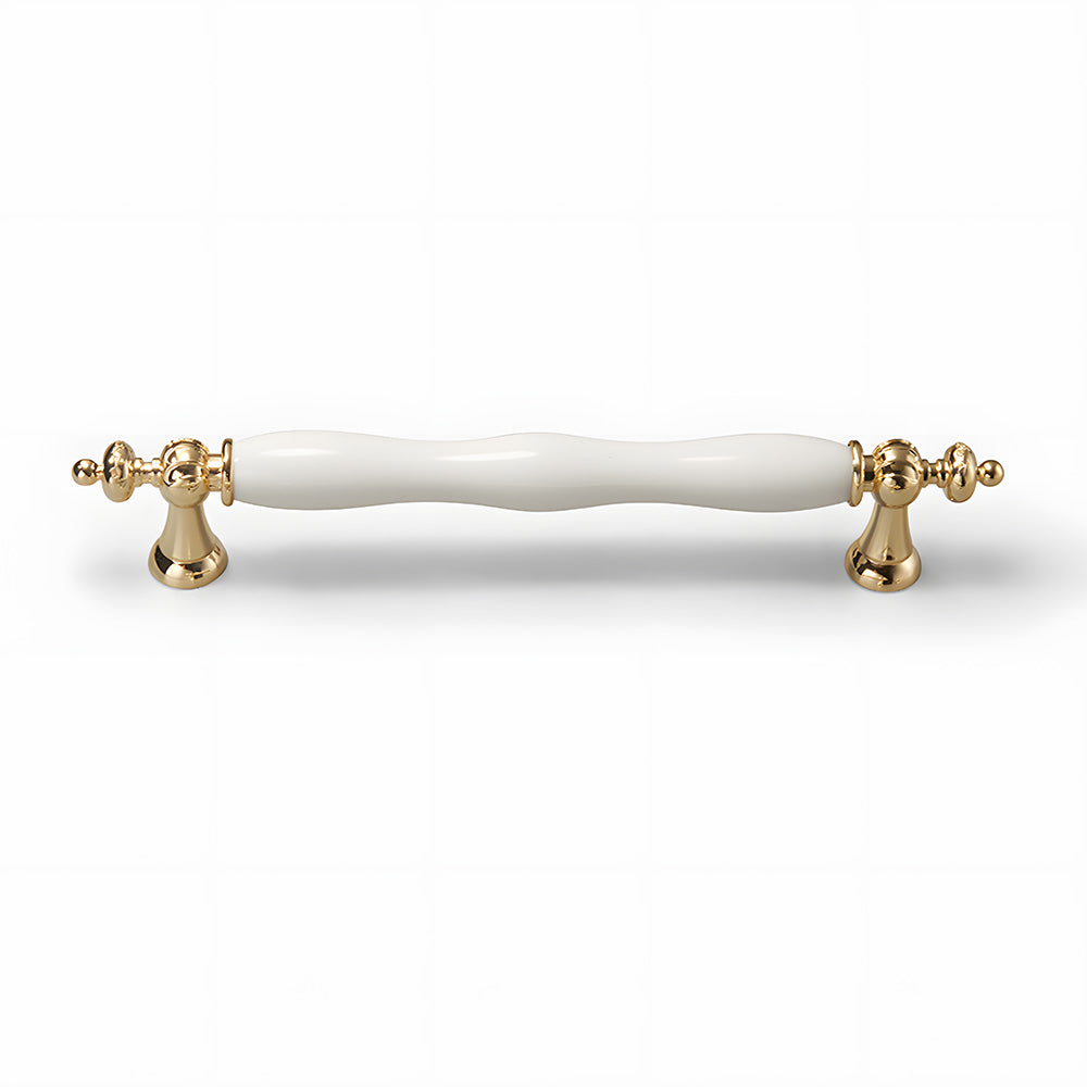 Retro White Ceramic Satin Finish Cabinet Drawer Bar Handles