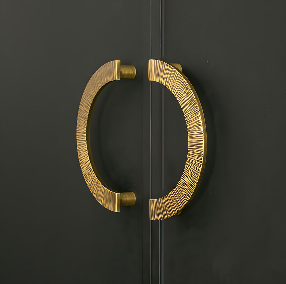 Antique Brass Semi Circle Textured Cabinet Handles