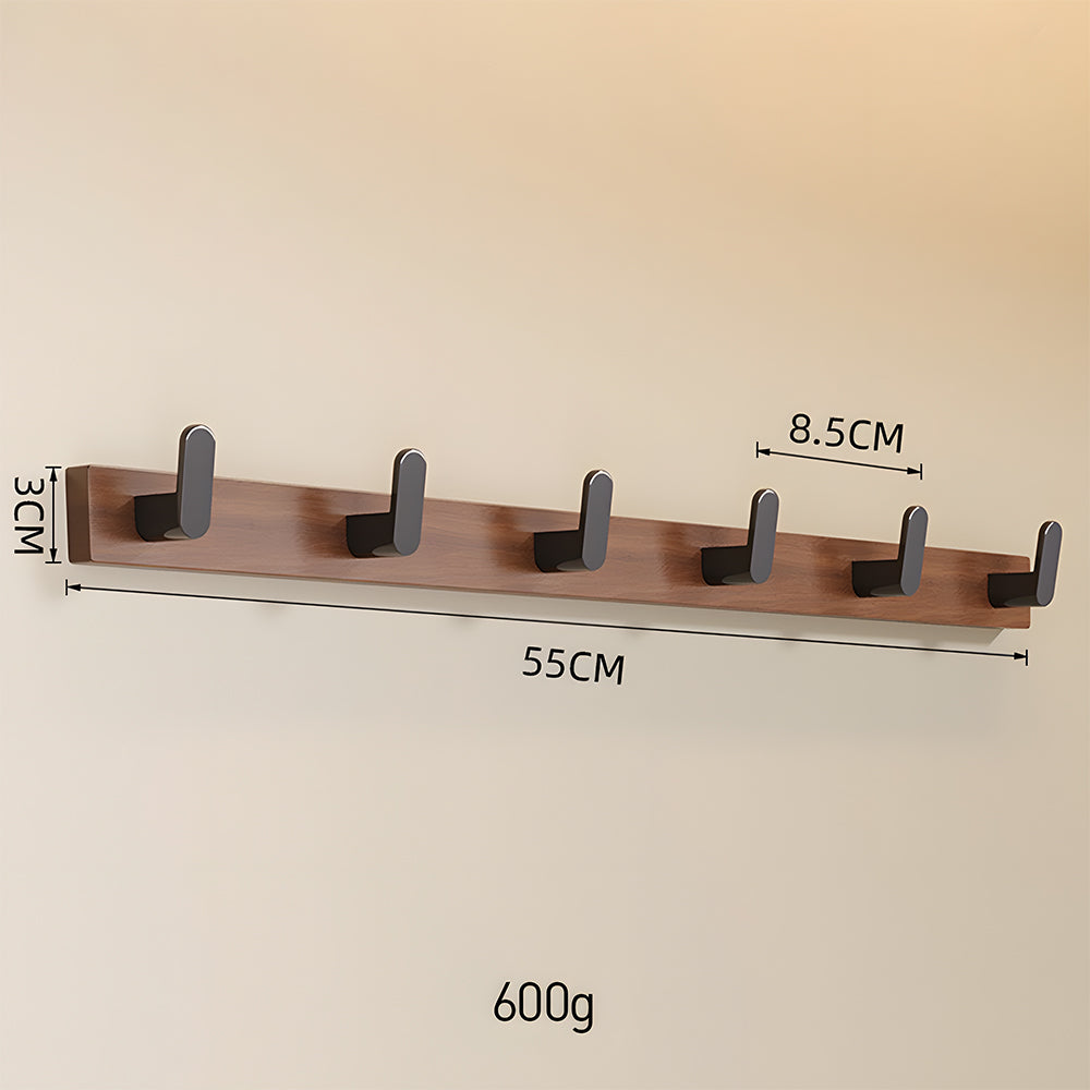 Walnut & Black Wall Mounted Hook Rail