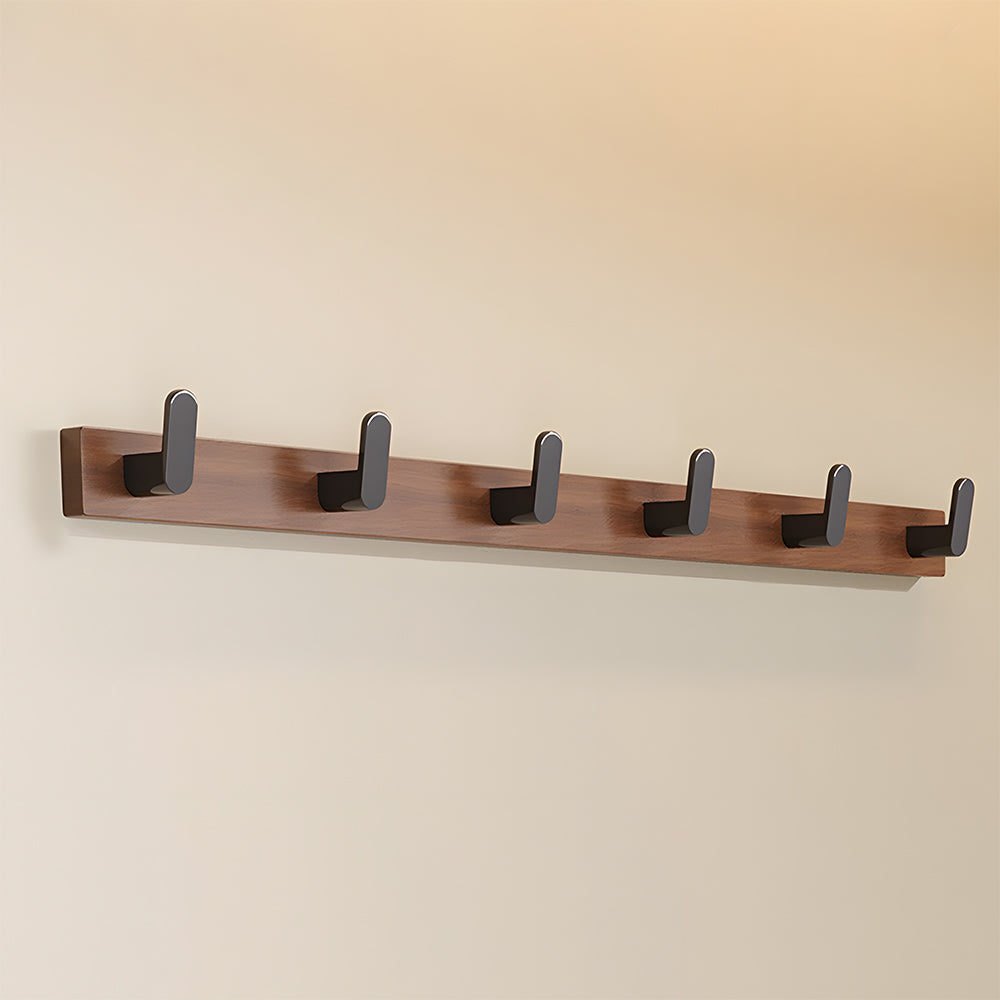 Walnut & Black Wall Mounted Hook Rail