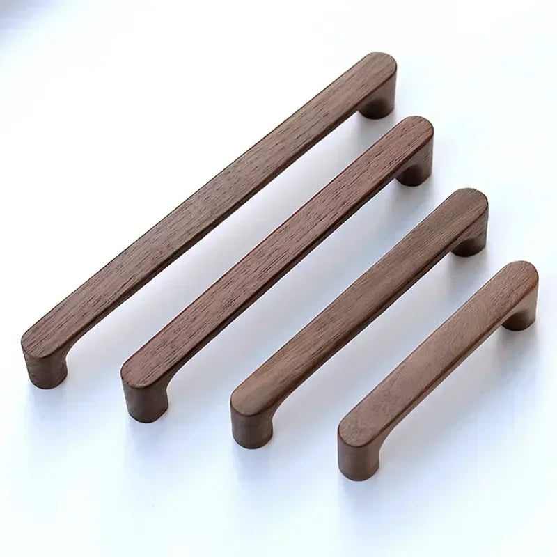 Minimalist Walnut Wood Cabinet Handles Drawer Pulls
