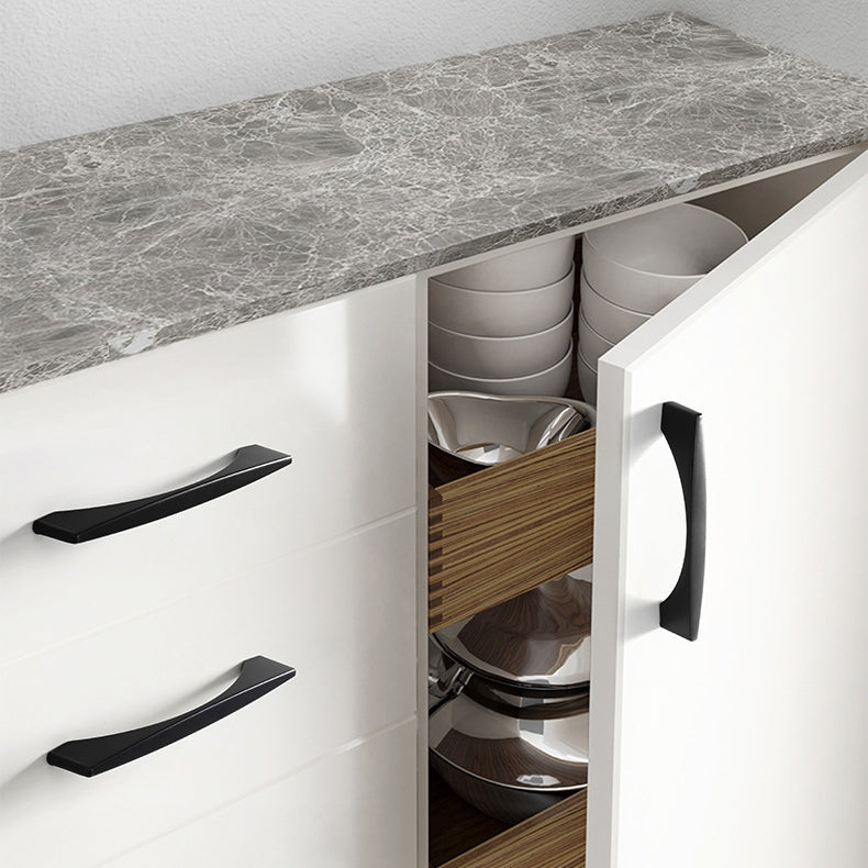 Aluminum Alloy Matte Black Bow Pull Cabinet Handles for Kitchen