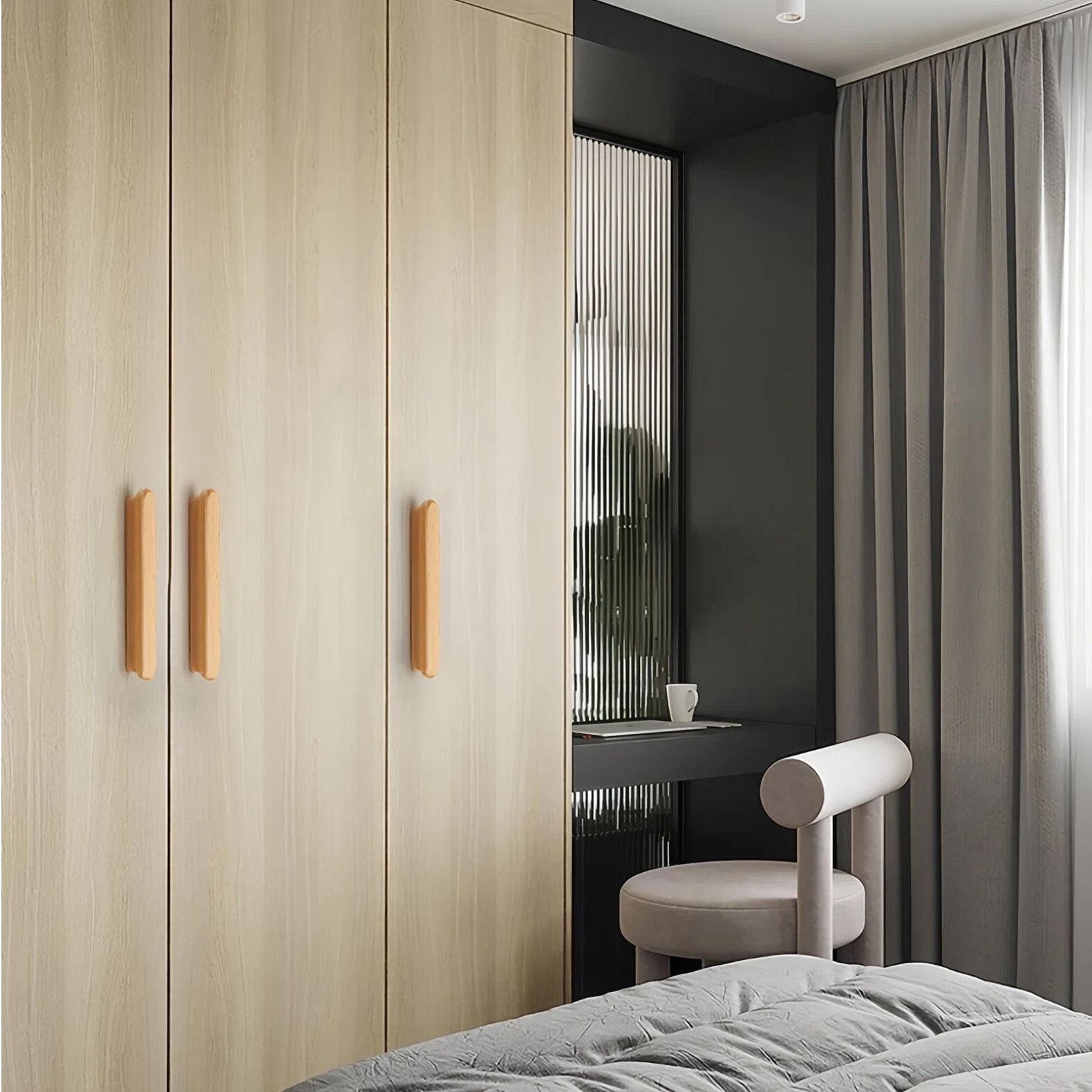 Modern Beech Cupboard Pulls for Kitchen