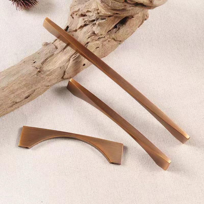 Aluminum Alloy Brushed Brass Bow Pull  Cabinet Handles for Kitchen