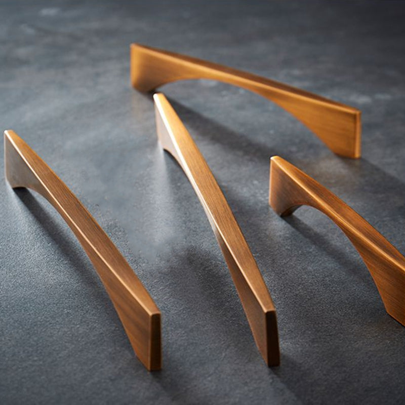 Aluminum Alloy Brushed Brass Bow Pull  Cabinet Handles for Kitchen