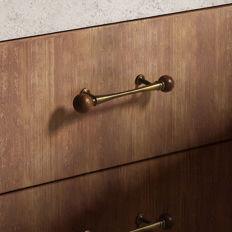 Retro Antique Bronze Walnut Brass Cabinet Handles For Kitchen