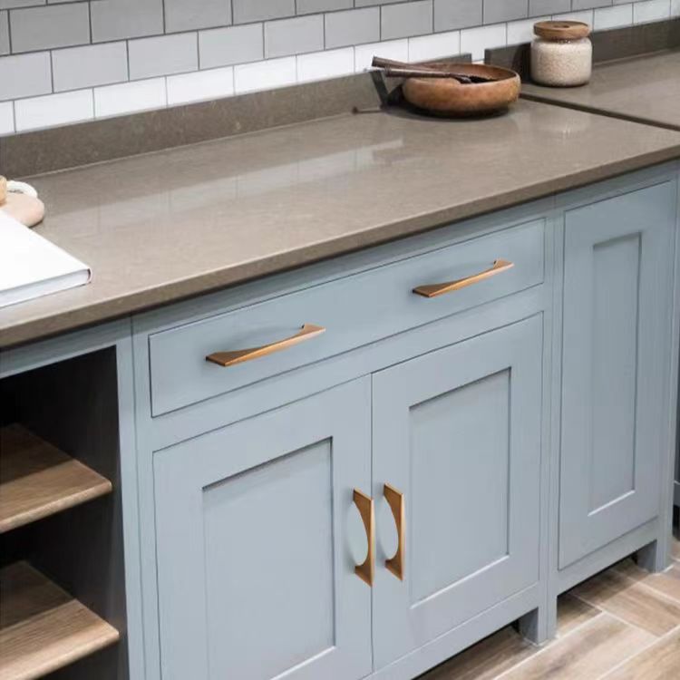 Aluminum Alloy Brushed Brass Bow Pull  Cabinet Handles for Kitchen