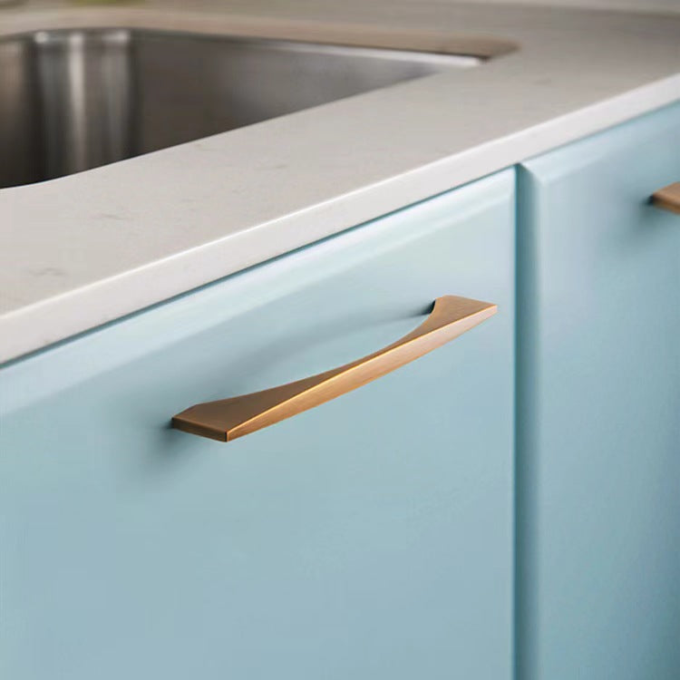 Aluminum Alloy Brushed Brass Bow Pull  Cabinet Handles for Kitchen