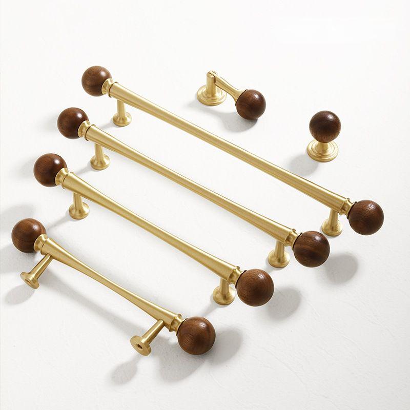 Vintage Walnut Brass Gold Cabinet Drawer Handles