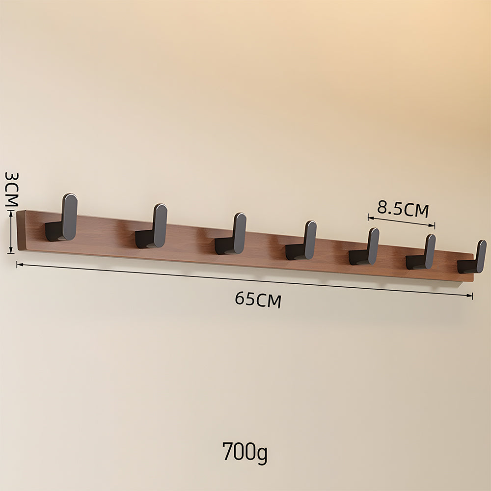 Walnut & Black Wall Mounted Hook Rail