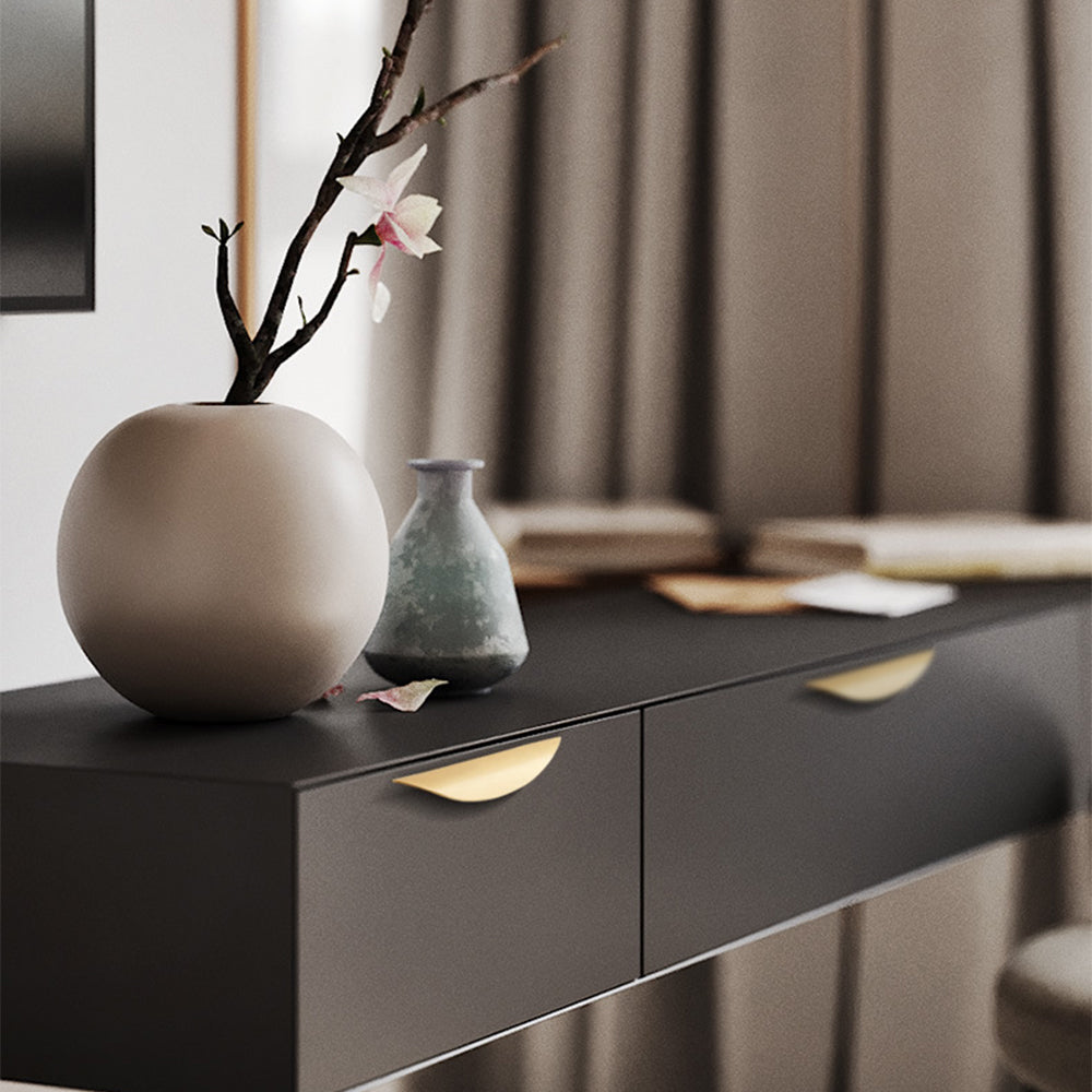 Gold Curved Finger Pull Wardrobe Handles