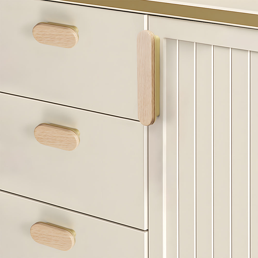 Natural Wood Two-Tone Cabinet Handles & Drawer Pulls for Cupboard