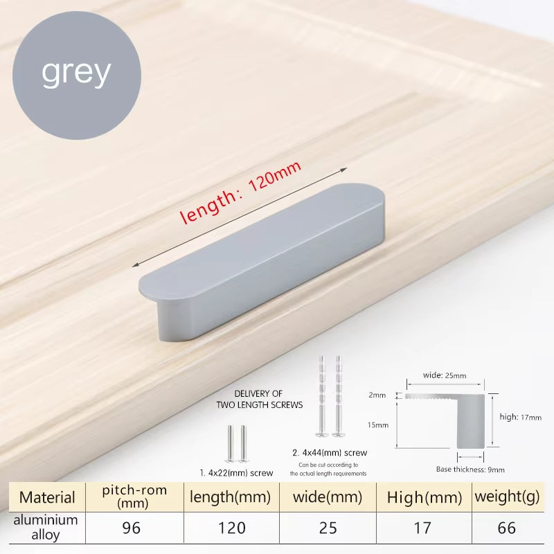 Gray Aluminum Alloy Cabinet Handles Cupboard Drawer Door Pulls