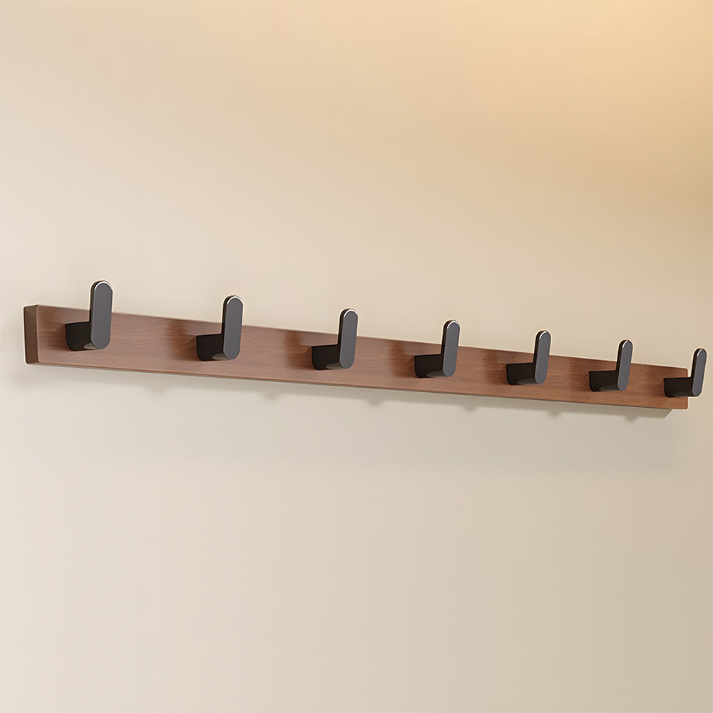 Walnut & Black Wall Mounted Hook Rail