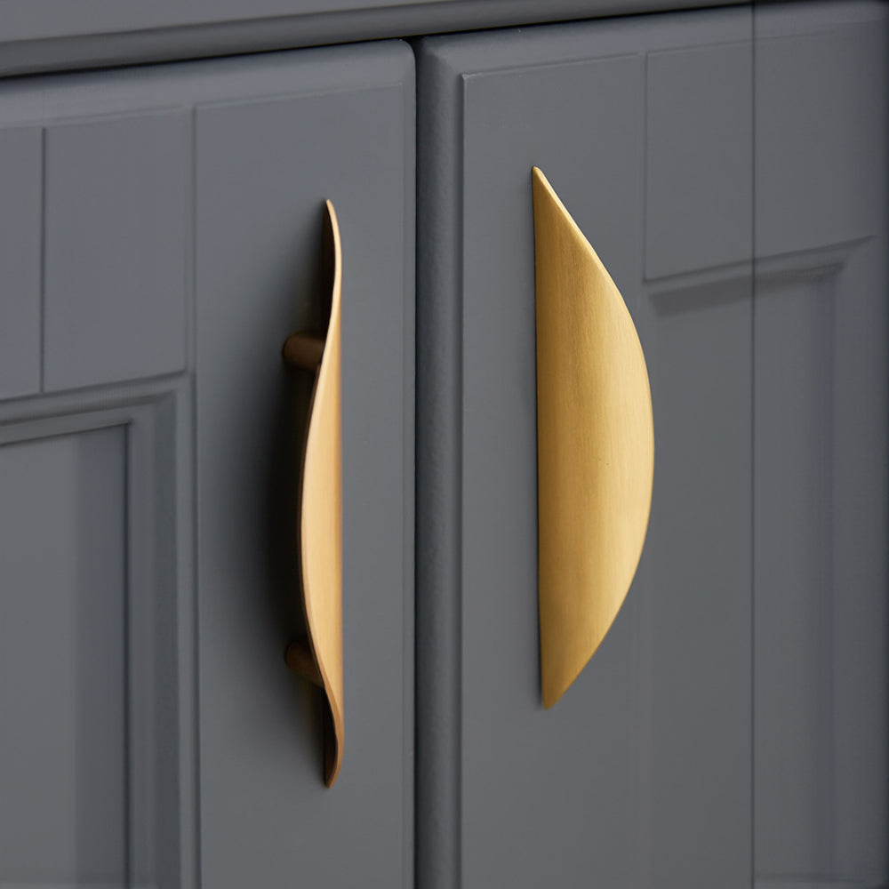 Gold Curved Finger Pull Wardrobe Handles