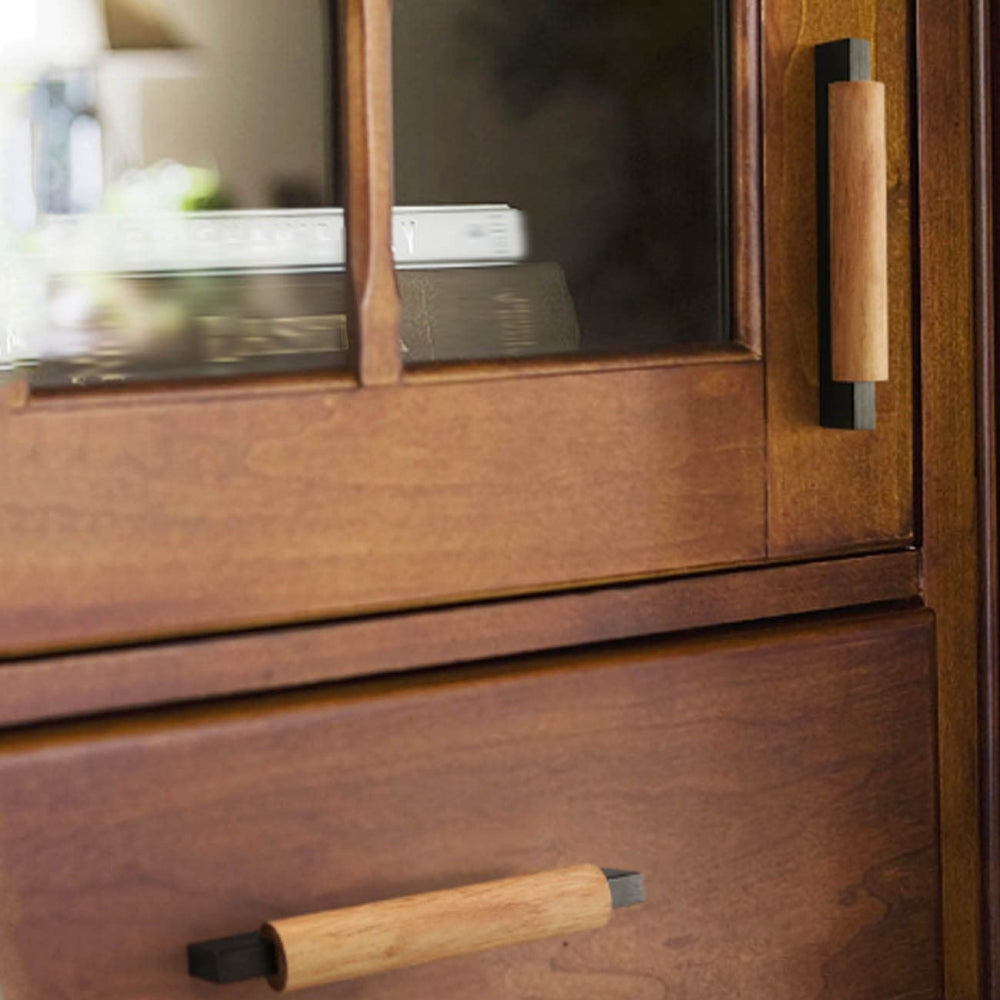 2 Pack Wood Black Kitchen Cabinet Handles