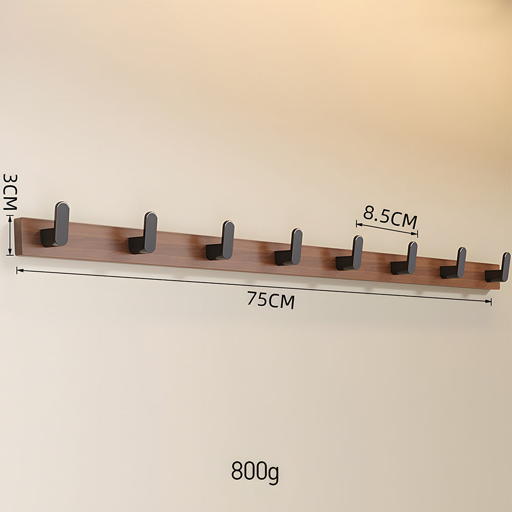 Walnut & Black Wall Mounted Hook Rail