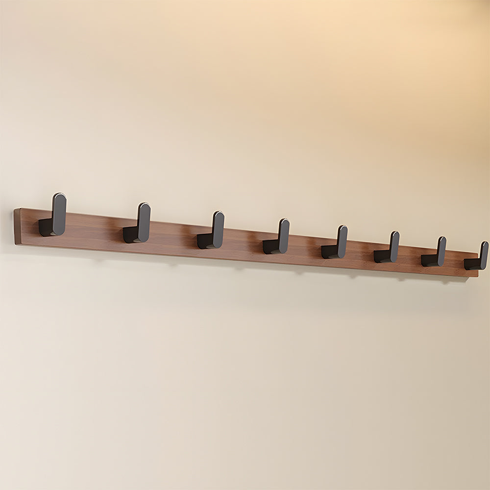 Walnut & Black Wall Mounted Hook Rail