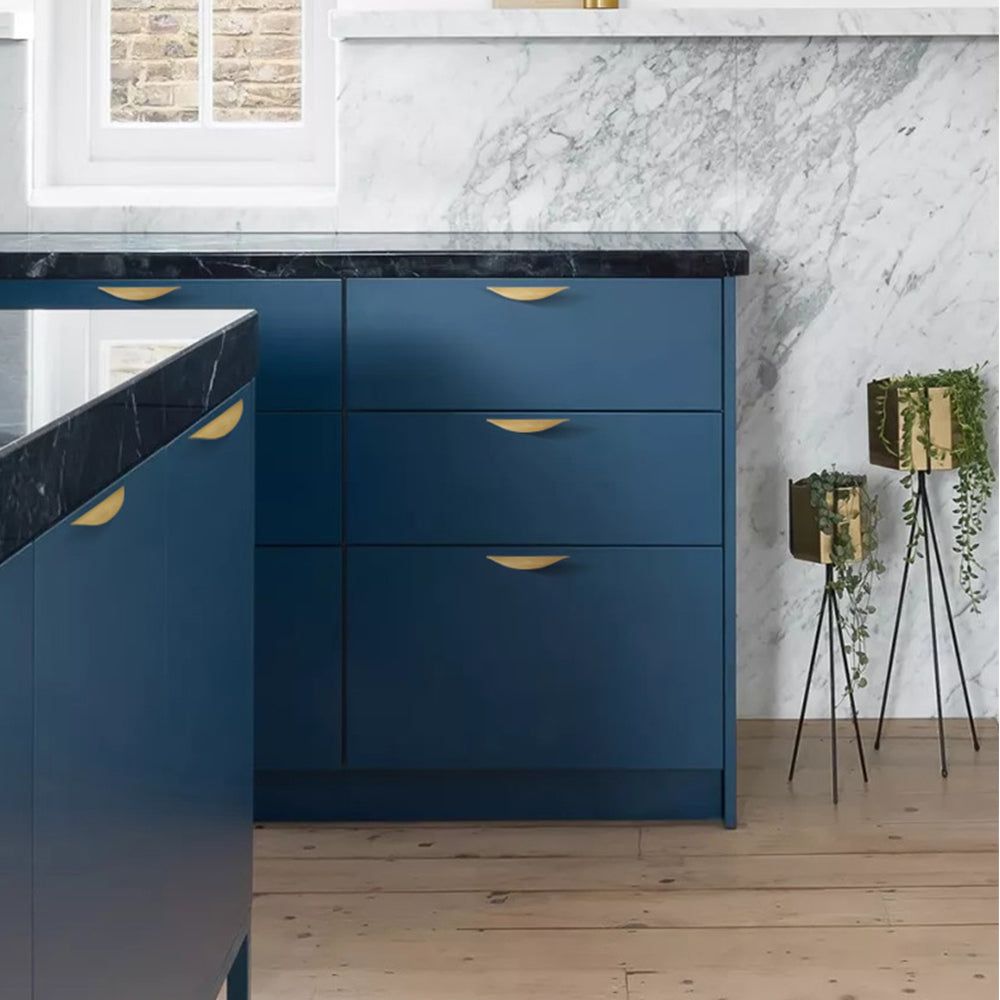 Gold Curved Finger Pull Wardrobe Handles