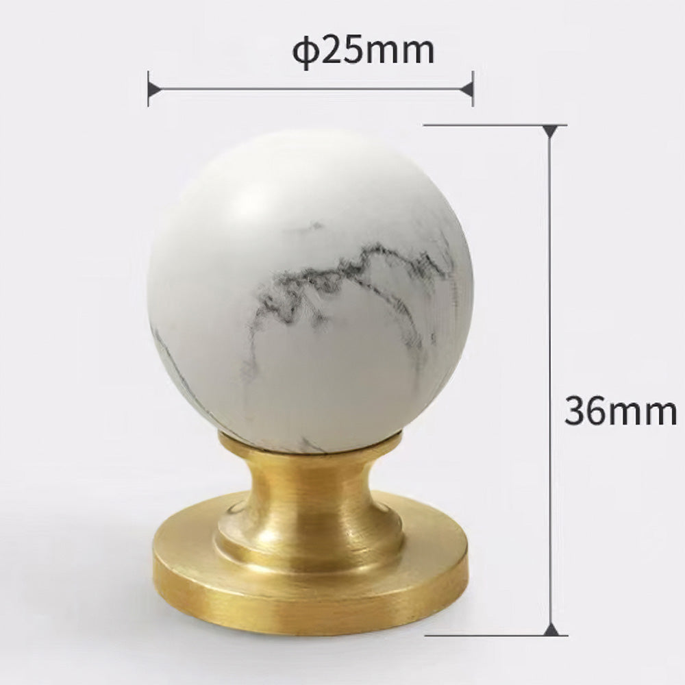 Vintage White Marble Ball Walnut Cabinet Knobs