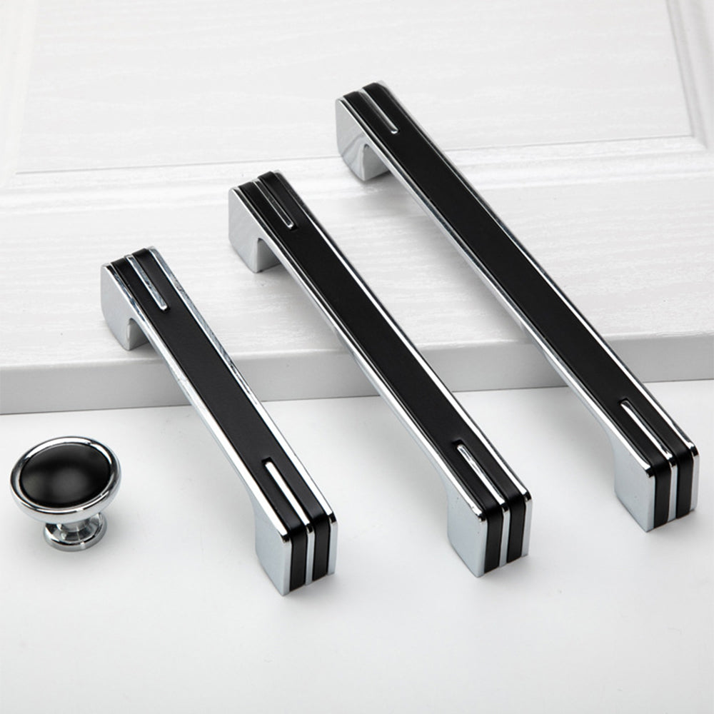 Modern Black and Chrome Kitchen Cabinet Handles
