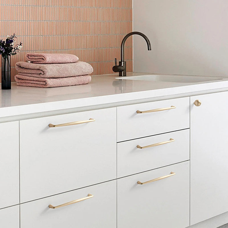 Brushed Gold Zinc Alloy Cabinet Handles for Furniture