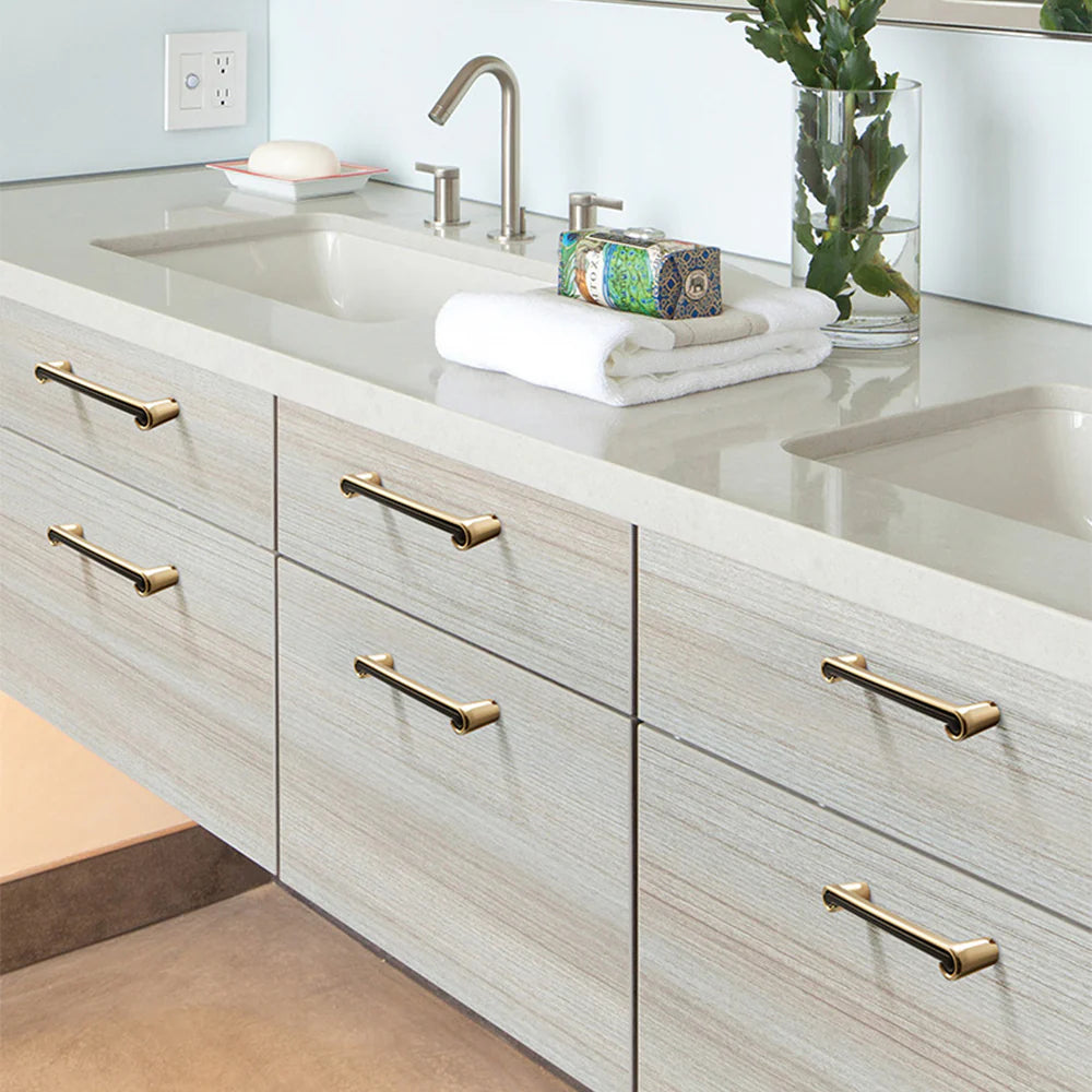 Black and Gold Stain Finish Furniture Cupboard Door T Bar Handle