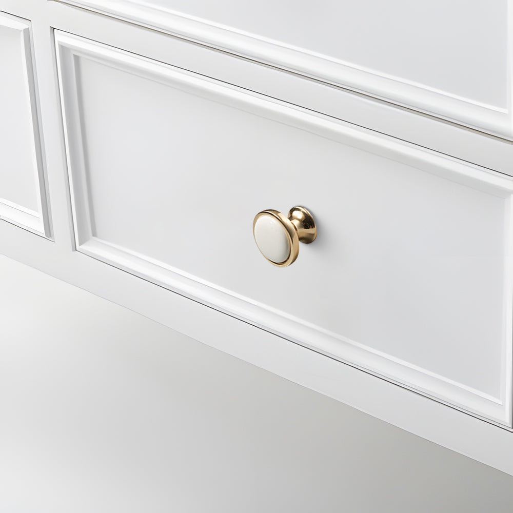 Retro White Ceramic Satin Finish Cabinet Drawer Bar Handles
