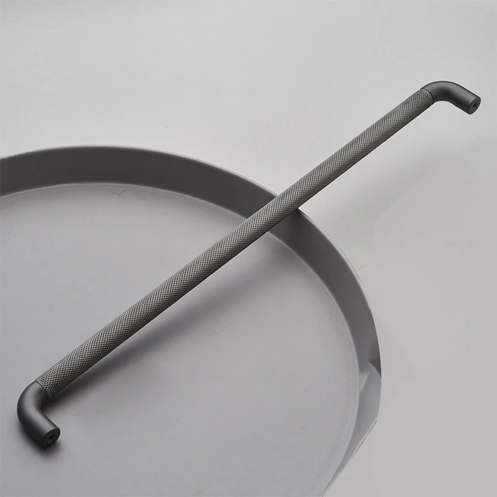 Matt Grey Finish Knurled Design Kitchen Cupboard Door Bar Handles